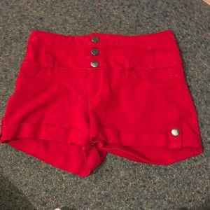 Red high waist shorts